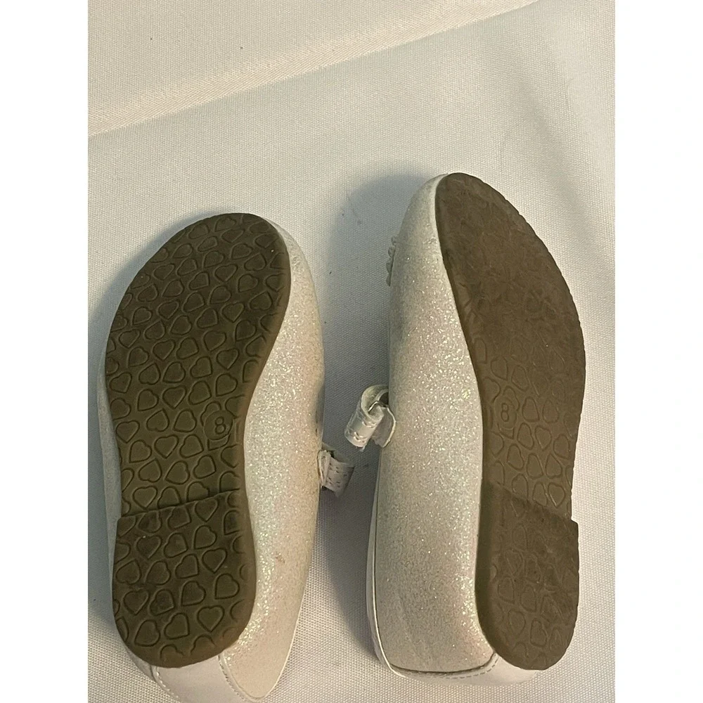 Rachel Shoes Girls Size 8 ‎ Ivory, Gold, Glitter Flowers Bin3